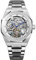 BOLYTE Armbanduhr Herren Analog Automatik Edelstahl Mechanische Skelett Männer Uhr Glas Rückseite, Silberfarben/Weiß