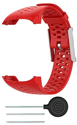 BoLuo Armband Kompatibel mit Polar M400,Silikon Ersatzband Watch Armband Verstellbares Weiches Silikonband Strap,Uhrenarmband Armbänder Sports Wrist Strap für Polar M200 GPS Running Watch (rot)