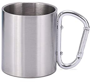 Tazza Portatile Da Arrampicata In Metallo Coppa Da Campeggio Con Moschettone per Campeggio Escursioni All'Aperto Scalata Su Roccia Capacità 200ml Tazza Da Campeggio In Acciaio Inossidabile Argento