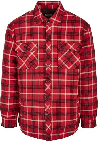 Urban Classics Herren Jacke Plaid Quilted Shirt Jacket red/Black/White M