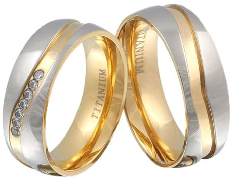 Juwelier Schönschmied Titanringe Partnerringe Eheringe - inkl. WUNSCHGRAVUR - Titan Zirkonia T11HDac - mit AMAZON KONFIGURATOR direkt online gestalten !