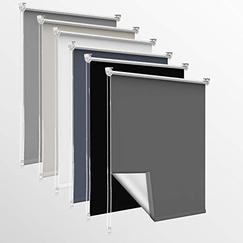 Homland Store Occultant sans Perçage, 100l x 120L cm (Largeur du Tissu 95cm) Rideaux Occultant avec Revêtement d'argent, Isolation Thermique, Installation Simple, pour Chambre, Salon, Gris Foncé