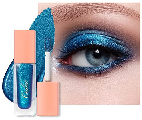Oulac Glitzer Lidschatten Flüssig Blau Lidschatten| Liquid Eyeliner mit feinem Funkeln| Glitzer Finish Glattes Schimmer Augen Make-up| Vegan& Cruelty-Free, 6.8g (10)