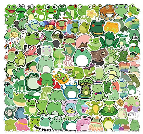 Frösche Aufkleber Frosch Sticker Pack 100 Stücke,VSCO Aesthetic Sticker Niedlich Frosch Laptop Aufkleber Karikatur Frosch wasserdichte Dekorative Aufkleber für Computer,Gepäck,Gitarre, Kühlschrank