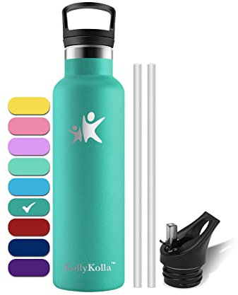 KollyKolla Borraccia Termica 500 ml | Borraccia con Cannuccia | Borracce Termiche Senza BPA | Bottiglia Termica Senza Perdite | Scuola, Sport, Bici, Yoga, Palestra | Caldo per 12 Ore/Freddo 24 Ore