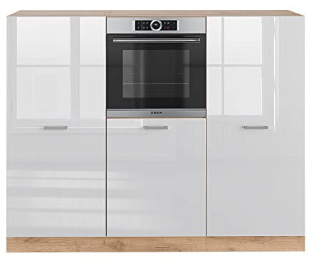 Vicco Küchenblock R-Line, Weiß Hochglanz/Goldkraft Eiche, 180 cm ohne Arbeitsplatte
