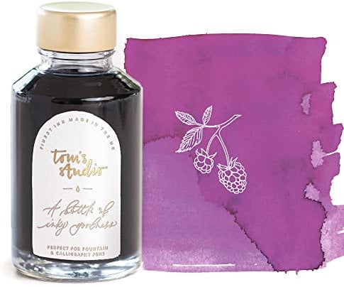 Tom's Studio Fountain Pen Ink, Raspberry Sorbet Writing Ink, Glass Ink Bottle for Fountain Pens, 50ml