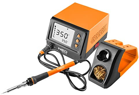 NEO TOOLS Lötstation, Leistung 60W, Temperaturregelung von 180-480°C, Genauigkeit +/- 2°C, LCD-Display, automatische Abschaltfunktion, Passwortschutz, austauschbarer Lötkolben, Ständer
