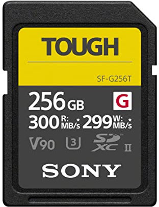 Sony SDXC 256GB SF-G Tough Series - V90 UHS-II U3 - Digital Memory Card - Read 300MB/s Write 299MB/s [SFG256T]