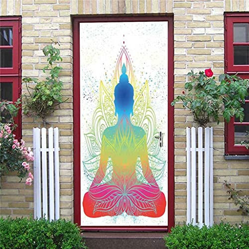 3D Türtapete Türfolie Selbstklebend Türposter Pvc Türaufkleber Fototapeten Abstrakte Buddha-Yoga-Kunst 80 X 200 Cm - Kinderzimmer, Küche, Wohnzimmer, Schlafzimmer, Arbeitszimmer, Bürotür, Foto, Tür-W