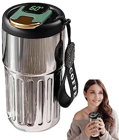 Bouteille d'eau à la température, tasse à café intelligente avec la température à LED - Bouteille isotherme à double paroi en acier inoxydable - Tasse voyage portable