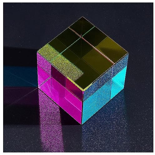 BLUEZY Farbwürfel Mixing Color Cube 50mm Glas Prisma Spezial Würfel RGB Dispersion Prisma Prisma Kristall Würfel für Prisma Licht wechselnde Würfel für Spielzeug, Science Learning Cube 5 * 5cm