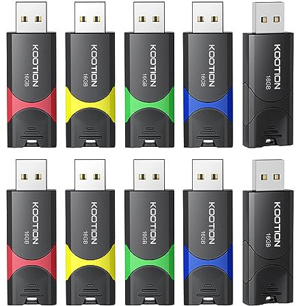 KOOTION 10 Stück USB Sticks 16GB Speichersticks Set USB 2.0 10 STK Memory Stick Metall 16G Thumb Drive 10er Pack Flash-Laufwerke Speicher Sticks 16 Gbyte Flash Sticks USB Flash Drives Bunt
