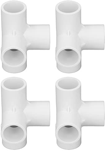 Naroote Raccords en PVC 4 Voies, 10pcs Coude de Tuyau 25mm Blanc PVC Fitting HOSE_PIPE_FITTING