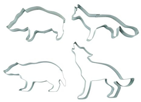 BekkiB - 4er Set Ausstechformen Waldtiere Wolf, Dachs, Wildschwein, Fuchs, Keksausstecher Wald - Ausstecher aus Edelstahl, spülmaschinengeeignet - 880534