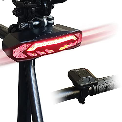 EBUYFIRE Feu Arrière de Vélo Intelligent 5 en 1 Rechargeable USB – Clignotants, Feu de Freinage Automatique, Klaxon Électrique, Alarme Antivol – Sécurité et Visibilité Maximale pour Cyclistes