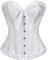 SZIVYSHI Damen Vollbrust Corsage Korsett Top Gothic Vintage Corsagen Bustier Corsette - Brillantweiß - 2XL