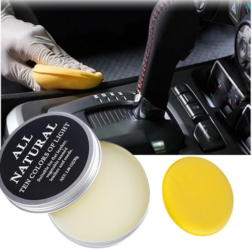 Bálsamo Cuidadode Cuero,2PCS Bálsamo de Cuero,Bálsamo Natural,Bálsamo Restaurador con Esponja Aplicadora,Limpiador Cuero y Piel Coche,Crema para Cuero,Mantenimiento de Cuero Zapatos Sofá y Coche
