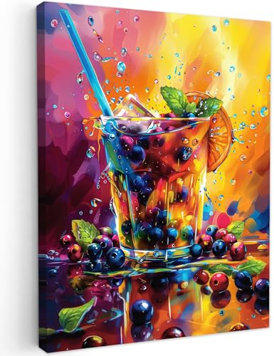 MuchoWow© Wandbilder 60x80 cm Wohnzimmer Wanddeko Schlafzimmer Zimmerdeko Wandgemälde Zimmer Deko auf Wand Dekoration Wall Art Bilder Küche - Cocktail - Obst - Farbenfroh - Getränk