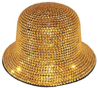 Maskworld Discokugel Hut - gold - Glockenhut mit Glitzersteinen - Kopfbedeckung für Party & Danccefloor