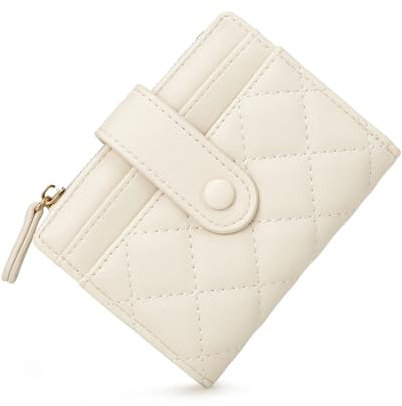 CHAOFANXI Portefeuille en Cuir pour Femme - Porte Carte Bifold Slim Court avec Fermeture Éclair, Multiple Emplacements pour Cartes et Monnaie - Blanc