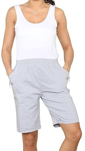ANZEE Ladies Cherry Berry Shorts - Women's Plain Stretch Fit Pull On Elasticated Waist Summer Short Pants Size UK 10-24