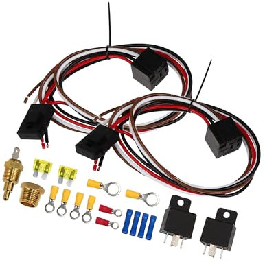 Hihaha 2 Electric Fan Relay Kit with Temperature Switc 185 on 175 Off 40A Durable Material