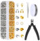 1200 Stück Quetschperlen, Schmuckherstellung Kit Mit Armband Verschluss, Hummer Verschlüsse, Crimp Perlen, Kettenverschluss für DIY Ohrringe, Halsketten und Armbänder