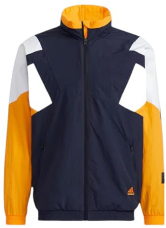 adidas Veste Coupe-Vent Bleu Marine Orange Taille M, Bleu marine/blanc/orange, M