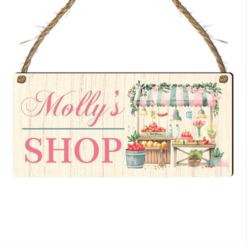 Personalised Children’s Shop Plaque - Custom Toy Store Sign for Kids - Cute Decorative Plaque with Name Customisation in MDF Wood - Playroom or Nursery Decor (Pastel)