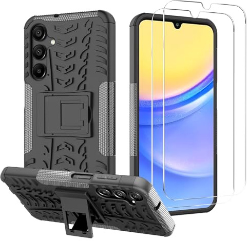 iCatchy Case for Samsung Galaxy A16 5G / 4G Military Grade Shockproof, Heavy Duty Hard Tough Dual Layer Robust Bumper Kickstand Cover and 2 Screen Protector for Samsung Galaxy A16 Phone (Black)