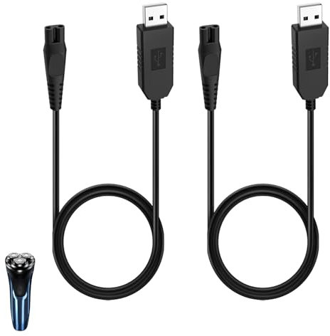 2 Pcs 15V Shaver Charger Compatible with Series 3000 5000 7000 9000 One Blade QP6651 QP6650 QP6520 QP6510 QP6620 Beard Trimmers, USB Charging Cord for HQ8505 Fast Charge Replacement Power Lead