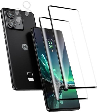 Jinshiweikai 4 Piezas: 2 x Protector Pantalla para Motorola Moto Edge 40 Neo y 2 x Protector de Lente de cámara, 3D Cobertura Completa, Dureza 9H Antiarrayazos, HD Ultraclaro