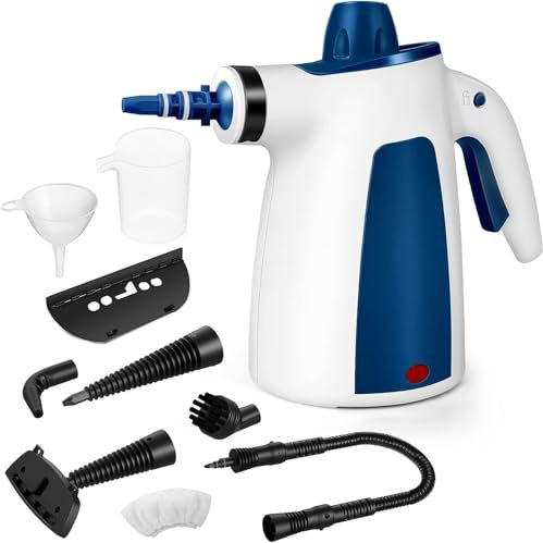 Steam Cleaner, Hand Held Steamer for Home Car, 10 Accessories Carpet Furniture Cleaner Machine, Portable Steaming Cleaner for Couch Grout Upholstery Floor Window Glass Bathroom Toilet Shower Kitchen