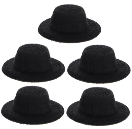 Abaodam 5 Stück Mini-Hut Minihüte zum Basteln Mini-Zylinder aus Filz Puppe Miniaturhut Kappe Puppenkleidung Puppenaccessoire schirmmützen Kawaii kleine hüte Miniaturhüte aus Stoff Black