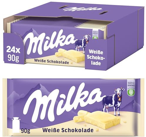 Milka Weiße Schokolade Alpenmilch-Tafel, 24 x 90g