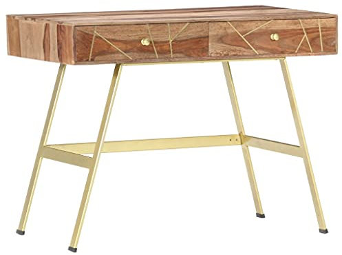 Woonisher Schreibtisch mit Schubladen 100x55x75 cm Massivholz Akazie Schreibtisch mit stauraum Regal sekretär