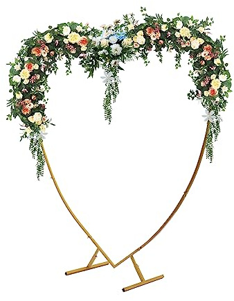 2M*2.1M Metall Traubogen Hochzeit Ballonbogen Herzbogengestell Gold Runde Ballon Bogen Hochzeit Bogen Hochzeit Bogen Rahmen Kreis Kulisse Stand für Party Zeremonie Veranstaltungen Dekoration