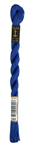 Anchor Perlgarn Stärke 5 4585000-00133 enzian Stickgarn, 100 % Baumwolle, 5g Strängchen
