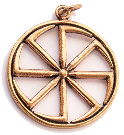 Germanenschmuck Kolovrat - Großes Sonnenrad/Glücksrad (Kettenanhänger in Bronze)