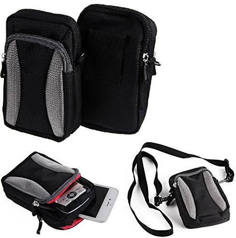 K-S-Trade Qualitativ & Innovativ Fototasche Für Canon IXUS 285 HS Gürtel-Tasche Holster Umhänge Tasche Kameratasche, Schwarz-grau Brust-Beutel