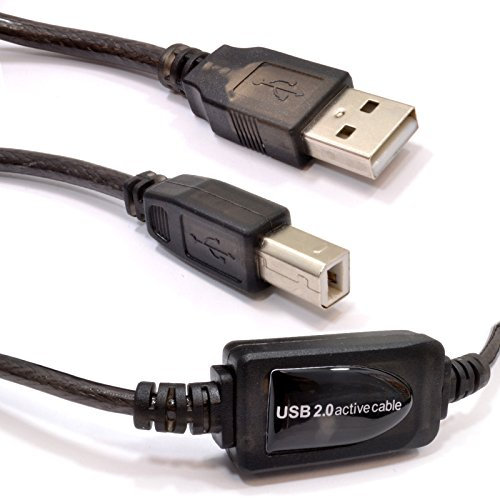 kenable USB 2.0 Active Lead A Male to B Type Printer Plug Boosted Cable 15m [15 metres]