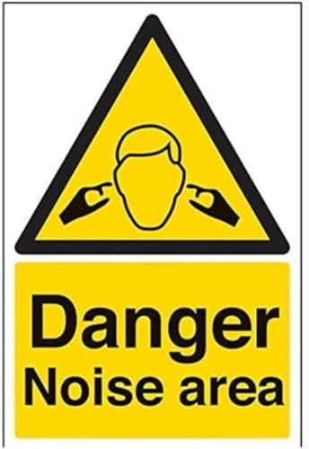 V Safety Danger Noise Area Sign - 200mm x 300mm - Self Adhesive Vinyl