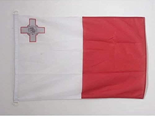 AZ FLAG - Drapeau Malte Spécial Extérieur - 90x60 cm - Pavillon Nautique Maltais En Maille Bloquée Avec Anneaux Plastiques Intégrés - 80g