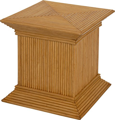 Korb-Outlet Blumensäule, Pflanzenständer XL aus echtem Rattan/Blumenhocker 50x50x50cm (Honig)