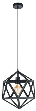 Eglo Pendant Light Embleton, Single-Bulb Hanging Lamp Industrial, Vintage | Retro, Steel Pendant in Black, Dining table lamp, Hanging Living Room Light with E27 Socket, Ø 30.5 cm
