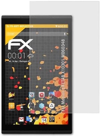 atFoliX Panzerfolie kompatibel mit Medion LIFETAB X10301 MD60348 Schutzfolie, entspiegelnde und stoßdämpfende FX Folie (2X)