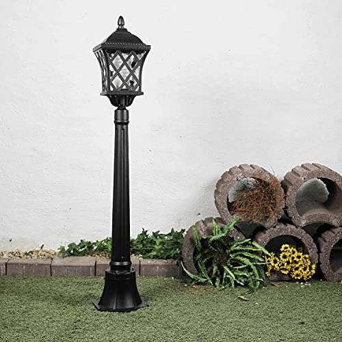 Rustikale Standleuchte in anthrazit inkl. 1x 10,5W E27 LED Stehleuchte aus Aluminium Glas Stehlampe für Garten Terrasse Weg Lampe Leuchten Beleuchtung