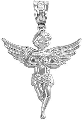 Claddagh Gold Sterling Silver Textured Praying Angel Charm Pendant