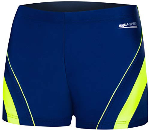 Aqua Speed Herren Boxer Badehose + gratis eBook | Enge UV Schwimmhose | Kurze Badepants | Sport Badebekleidung | Dennis, Gr. XL, 01 Navy Green